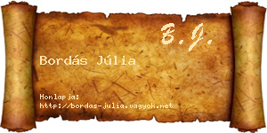 Bordás Júlia névjegykártya
